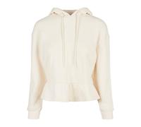 Kapuzenpullover URBAN CLASSICS "Urban Classics Damen Ladies Organic Volants Hoody", Damen, Gr. S, sandweiß, 100% Baumwolle, unifarben, loose fit, ohne Ausschnitt, Pullover Kapuzenpullover (99533217-S)