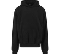 Kapuzenpullover URBAN CLASSICS "Urban Classics Jacquard Velvet Oversized Hoody", Herren, Gr. M, schwarz, 100% Polyester, unifarben, oversize, ohne Ausschnitt, Pullover Kapuzenpullover (93888304-M) sch