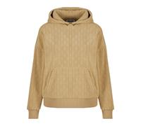 Kapuzenpullover URBAN CLASSICS "Urban Classics Ladies Jacquard Velvet Oversized Hoodie", Damen, Gr. XS, beige (unionbeige), 100% Polyester, mehrfarbig, oversize, ohne Ausschnitt, Pullover Kapuzenpullo