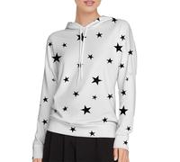 Kapuzenpullover Weiß Mit Sternen, Hoodie Damen Oversize, Sweatshirtpullover Langarm Hoodie Casual Sweatshirt Baumwolle Kapuzenpulli Retro Langarmshirt Leichte Sweatpullover Lässig Sweatjacke