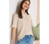 Kapuzenshirt CECIL, Damen, Gr. L (42), macadamia beige, Stoff, 62% Viskose, 38% Polyester, unifarben, comfort fit normal, ohne Ausschnitt, normaler Saum, Shirts Kapuzenshirt, mit Kapuze mit Tunnelzugb