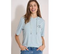 Cecil Damen Kurzarm Kapuzenshirt mit Streifen in Blau, Gr: L