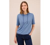 Kapuzenshirt CECIL, Damen, Gr. L (42), blau (mid denim blau), Stoff, 58% Modal, 42% Polyester, unifarben, normal normal, ohne Ausschnitt, abgesteppt, Shirts Kapuzenshirt, mit Kapuze mit Tunnelzugband