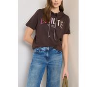 Damen Kurzarm T-Shirt mit Kapuze und Print