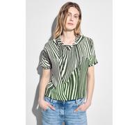 Kapuzenshirt CECIL, Damen, Gr. M (40), grün (cool khaki), Stoff, Vorderteil: 100% Viskose; Rückseite: 50% Modal, 50% Baumwolle, gestreift, gerade hüftlang, ohne Ausschnitt, Bündchen, Shirts Kapuzenshi