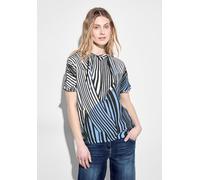 Kapuzenshirt CECIL, Damen, Gr. S (38), blau (universal blau), Stoff, Vorderteil: 100% Viskose; Rückseite: 50% Modal, 50% Baumwolle, gestreift, gerade hüftlang, ohne Ausschnitt, Bündchen, Shirts Kapuze