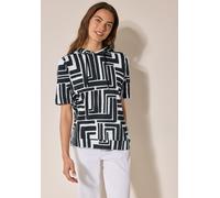 Kapuzenshirt CECIL, Damen, Gr. S (38), blau (universal blau), Web, 50% Modal, 50% Baumwolle, bedruckt, gerade normal, ohne Ausschnitt, Bündchen, Shirts Kapuzenshirt, im soften Baumwoll-Mix (98850908-S