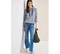 Kapuzenshirt CECIL, Damen, Gr. S (38), sporty denim blau, Stoff, 60% Viskose, 40% Polyester, geblümt, comfort fit normal, ohne Ausschnitt, abgesteppt, Shirts Kapuzenshirt, mit 3/4 Ärmeln (60299251-S)