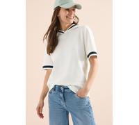 Kapuzenshirt CECIL, Damen, Gr. S (38), vanilleweiß, Web, 97% Baumwolle, 3% Elasthan, unifarben mit Farbeinsatz, comfort fit normal, ohne Ausschnitt, Bündchen, Shirts Kapuzenshirt, aus Baumwolle mit St