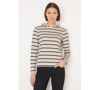 Kapuzenshirt CECIL, Damen, Gr. XL (44), beige (light greige), Stoff, 80% Viskose, 16% Polyester, 4% Elasthan, gestreift, comfort fit normal, ohne Ausschnitt, abgesteppt, Shirts Kapuzenshirt, aus softe