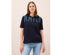 Kapuzenshirt CECIL, Damen, Gr. XL (44), blau (urban dunkelblau), Web, 48% Baumwolle, 48% Modal, 4% Elasthan, unifarben, comfort fit normal, ohne Ausschnitt, abgesteppt, Shirts Kapuzenshirt, im soften