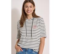 Cecil Damen Kurzarm Kapuzenshirt mit Streifen in Weiß, Gr: XL