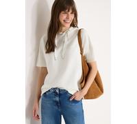 Kapuzenshirt CECIL, Damen, Gr. XL (44), weiß (vanilleweiß), Stoff, 50% Viskose, 48% Polyester, 2% Elasthan, unifarben, comfort fit hüftlang, ohne Ausschnitt, normaler Saum, Shirts Kapuzenshirt, mit St