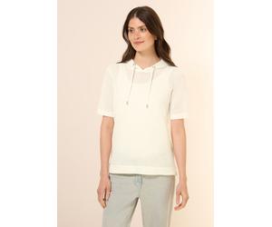 Kapuzenshirt CECIL, Damen, Gr. XL (44), weiß (vanilleweiß), Web, 50% Baumwolle, 50% Polyester, unifarben, normal normal, ohne Ausschnitt, Bündchen, Shirts Kapuzenshirt, aus softem Materialmix (1207873