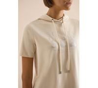 Kapuzenshirt CECIL, Damen, Gr. XXL (46), pearl beige, Web, 48% Baumwolle, 48% Modal, 4% Elasthan, bedruckt, comfort fit normal, ohne Ausschnitt, abgesteppt, Shirts Kapuzenshirt, mit Kapuze mit Tunnelz