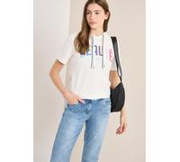 Kurzarmshirt CECIL, Damen, Gr. XXL (46), vanilleweiß, Jersey, Obermaterial: 48% Baumwolle, 48% Modal, 4% Elasthan, bedruckt, normal hüftbedeckend, Rundhals, Shirts, mit Letter-Print (21371522-XXL) van