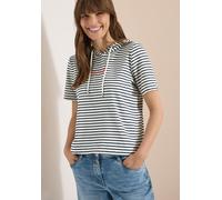 Kapuzenshirt CECIL, Damen, Gr. XXL (46), weiß (vanilleweiß), Stoff, 85% Viskose, 5% Elasthan, 5% Polyester, 5% Metallfasern, gestreift, normal normal, ohne Ausschnitt, abgesteppt, Shirts Kapuzenshirt,