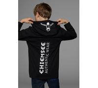 Kapuzenshirt CHIEMSEE "Langarmshirt mit Kapuzendruck", Jungen, Gr. 152/158, schwarz, Jersey, Obermaterial: 100% Baumwolle. Kapuzenfutter: 85% Baumwolle, 15% Viskose, bedruckt, Basic, Shirts Kapuzenshi