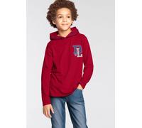 Kapuzenshirt DELMAO "für Jungen", Jungen, Gr. 140/146, rot, Single Jersey, Obermaterial: 100% Baumwolle, bedruckt, Basic, Shirts Kapuzenshirt, Langarm, trendiger Druck, ideal für lässige und sportlich