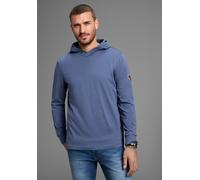 Kapuzenshirt DELMAO "Neue Kollektion", Herren, Gr. L (52/54), jeansblau, Single Jersey, Obermaterial: 100% Baumwolle. Futter: 100% Baumwolle, unifarben, slim fit, Bündchen, Shirts Kapuzenshirt, mit Ba