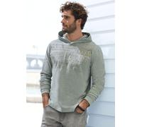 Kapuzenshirt JOHN DEVIN, Herren, Gr. L, grün (salbei bedruckt), Slub, Obermaterial: 100% Baumwolle, bedruckt, regular fit, Rundhals, abgesteppte Kante, Shirts Kapuzenshirt, Langarmshirt bedruckt mit K