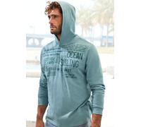 Kapuzenshirt JOHN DEVIN, Herren, Gr. XL, grün (petrol bedruckt), Slub, Obermaterial: 100% Baumwolle, bedruckt, regular fit, Rundhals, abgesteppte Kante, Shirts Kapuzenshirt, Langarmshirt bedruckt mit 