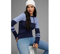 Kapuzenshirt KANGAROOS, Damen, Gr. 32/34, marine, blau, Rippware, Obermaterial: 100% Baumwolle. Einsatz: 90% Baumwolle, 10% Viskose, körpernah hüftbedeckend, angesetztes Bündchen mit Daumenlöchern, Sh