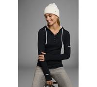 Kapuzenshirt KANGAROOS, Damen, Gr. 32, schwarz, Jersey, Obermaterial: 100% Baumwolle. Kapuzenfutter: 95% Baumwolle, 5% Viskose, unifarben, figurbetont hüftbedeckend, Bündchen mit Daumenlöchern, Shirts