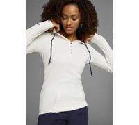 Kapuzenshirt KANGAROOS, Damen, Gr. 40, weiß (sanftes weiß), Jersey, Obermaterial: 100% Baumwolle, unifarben, figurbetont hüftbedeckend, Bündchen mit Daumenlöchern, Shirts Kapuzenshirt, Langarm mit Dau