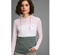 Kapuzenshirt KANGAROOS, Damen, Gr. 48/50, rosé, salbei, Rippware, Obermaterial: 100% Baumwolle. Kapuzenfutter: 100% Baumwolle, gestreift, figurbetont hüftbedeckend, Shirts Kapuzenshirt, Langarm, sehr