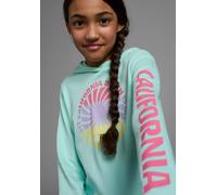 Kapuzenshirt KIDSWORLD "Langarmshirt mit Ärmelprint", Mädchen, Gr. 176/182, grün (mint), Interlock, Obermaterial: 100% Baumwolle, bedruckt, gerade taillenbedeckt, Bündchen, Shirts Kapuzenshirt, Langar