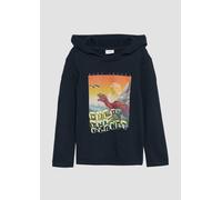 s.Oliver RED LABEL Regular Fit Langarmshirt aus reiner Baumwolle mit Glow-in-the-dark-Print und Kapuze in Marine, Größe 92