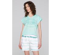 Kapuzenshirt SOCCX, Damen, Gr. L, blau (aqua splash), Single Jersey, Material: 100% Baumwolle, Glitzermuster, bedruckt, regular fit normal, Rundhals, angeschnitten, Shirts Kapuzenshirt, aus Baumwolle