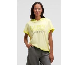 Kapuzenshirt SOCCX, Damen, Gr. M/L, vivid lemon, Single Jersey, Material: 100% Baumwolle, Glitzermuster, bedruckt, regular fit normal, Rundhals, angeschnitten, Shirts Kapuzenshirt, mit Bindeband am Sa
