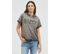 Kapuzenshirt SOCCX, Damen, Gr. XL/XXL, cool khaki, Single Jersey, Material: 100% Baumwolle, Glitzermuster, bedruckt, regular fit normal, Rundhals, angeschnitten, Shirts Kapuzenshirt, mit Bindeband am 