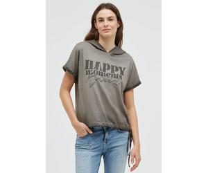 Kapuzenshirt SOCCX, Damen, Gr. XS/S, cool khaki, Single Jersey, Material: 100% Baumwolle, Glitzermuster, bedruckt, regular fit normal, Rundhals, angeschnitten, Shirts Kapuzenshirt, mit Bindeband am Sa