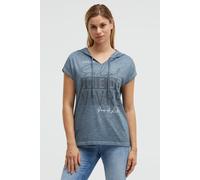Kapuzenshirt SOCCX, Damen, Gr. XS, soft azure, Single Jersey, Material: Grundmaterial: 100% Polyester, Ausbrenner: 100% Baumwolle, bedruckt, regular fit normal, Rundhals, angeschnitten, Shirts Kapuzen