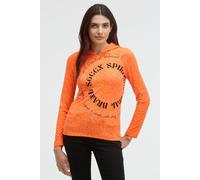 SOCCX Damen Kapuzenshirt mit Ausbrenner-Effekten und Artwork True Khaki, XXXL