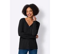 Kapuzenstrickjacke HEINE, Damen, Gr. 38, schwarz, 50% Viskose, 28% Polyester, 22% Polyamid, meliert, unifarben, Strickjacken (36938763-38) schwarz