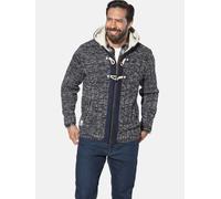 Kapuzenstrickjacke JAN VANDERSTORM "Outdoor Strickjacke EIRBORG", Herren, Gr. 6XL, blau (dunkelblau melange), Obermaterial: 85% Polyacryl PAN. 15% Wolle mw., Strickjacken (69014229-6XL) dunkelblau mel
