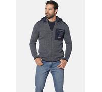 Kapuzenstrickjacke JAN VANDERSTORM "Strickjacke DJARKE", Herren, Gr. 4XL, blau (dunkelblau melange), Obermaterial: 55% Polyacryl PAN. 45% Baumwolle CO., normal, Strickjacken (90870510-4XL) dunkelblau