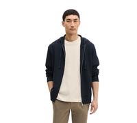 Kapuzenstrickjacke MARC O'POLO, Herren, Gr. S, schwarz navy, Rippstrick, Obermaterial: 100% Baumwolle, unifarben, regular fit hüftlang, Rundhals, Rippstrickbündchen, Strickjacken, regular Fit, geteilt