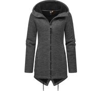 Kapuzenstrickjacke RAGWEAR "Wingi Melange", Damen, Gr. S (36), grau (dunkelgrau), Strick, Obermaterial: 56% Baumwolle, 44% Polyester; Innenfutter: 100% Polyester, figurumspielend ca. Mitte Oberschenke