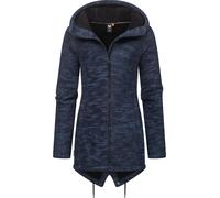 Kapuzenstrickjacke RAGWEAR "Wingi Melange", Damen, Gr. XXXL(46), blau (navy), Strick, Obermaterial: 56% Baumwolle, 44% Polyester. Innenfutter: 100% Polyester, figurumspielend ca. Mitte Oberschenkel, h
