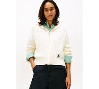 Kapuzenstrickjacke TOMMY HILFIGER "CO CABLE MID GG LS ZIP HOODY", Damen, Gr. XS (34), calico, Strick, Obermaterial: 100% Baumwolle, unifarben, regular fit normal, Rundhals, Rippbündchen, Strickjacken,
