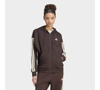 Kapuzensweatjacke ADIDAS SPORTSWEAR "ESSENTIALS 3-STREIFEN FLEECE", Damen, Gr. S, braun (aurora coffee, ivory), Obermaterial: 55% Baumwolle, 36% Polyester, 9% Viskose, angesetztes Bündchen, Sweatjacke