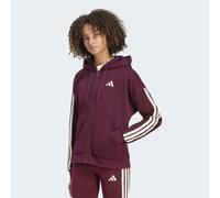 Kapuzensweatjacke ADIDAS SPORTSWEAR "ESSENTIALS 3-STREIFEN FLEECE", Damen, Gr. S, rot (maroon, ivory), Obermaterial: 55% Baumwolle, 36% Polyester, 9% Viskose, angesetztes Bündchen, Sweatjacken (778677