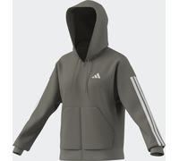 Kapuzensweatjacke ADIDAS SPORTSWEAR "ESSENTIALS 3-STREIFEN FLEECE", Damen, Gr. XXL, grau (silber pebble, weiß), Obermaterial: 55% Baumwolle, 36% Polyester, 9% Viskose, angesetztes Bündchen, Sweatjacke