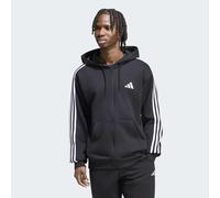 Kapuzensweatjacke ADIDAS SPORTSWEAR "ESSENTIALS 3-STREIFEN FRENCH TERRY", Herren, Gr. L, schwarz (schwarz, weiß), Obermaterial: 100% Baumwolle, normal, Rundhals, angesetztes Bündchen, Sweatjacken (367