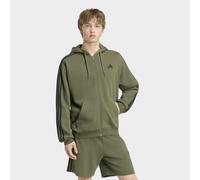 Essentials 3-Streifen French Terry Kapuzenjacke Olive Four / Black M